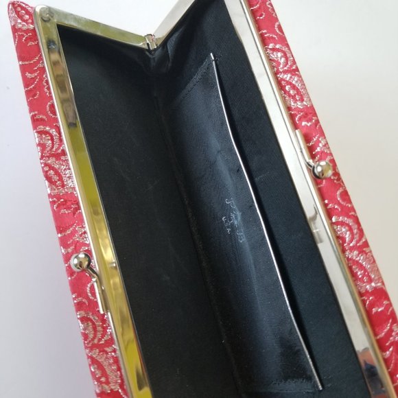 P & B Vintage Clutch Red & Silver Damask p… - Picture 6 of 7